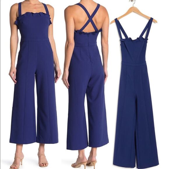 Likely Romi wide leg  retro style jumpsuit size 2 and 4 in blue NWT - Picture 1 of 11